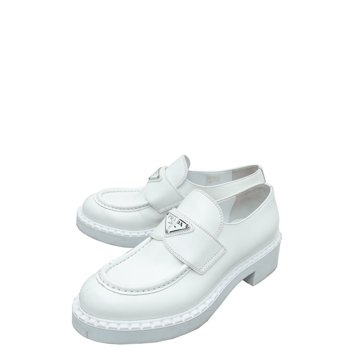 Prada White Brushed Loafers 37.5-Prada-THE CLOSET
