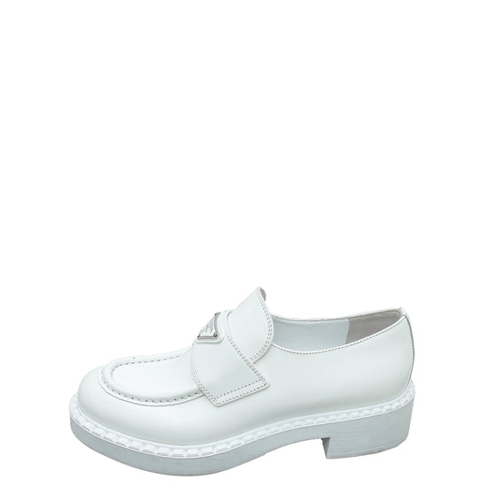 Prada White Brushed Loafers 37.5