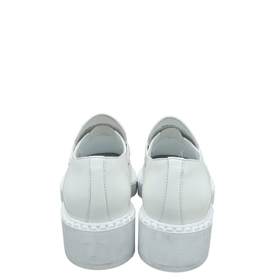 Prada White Brushed Loafers 37.5