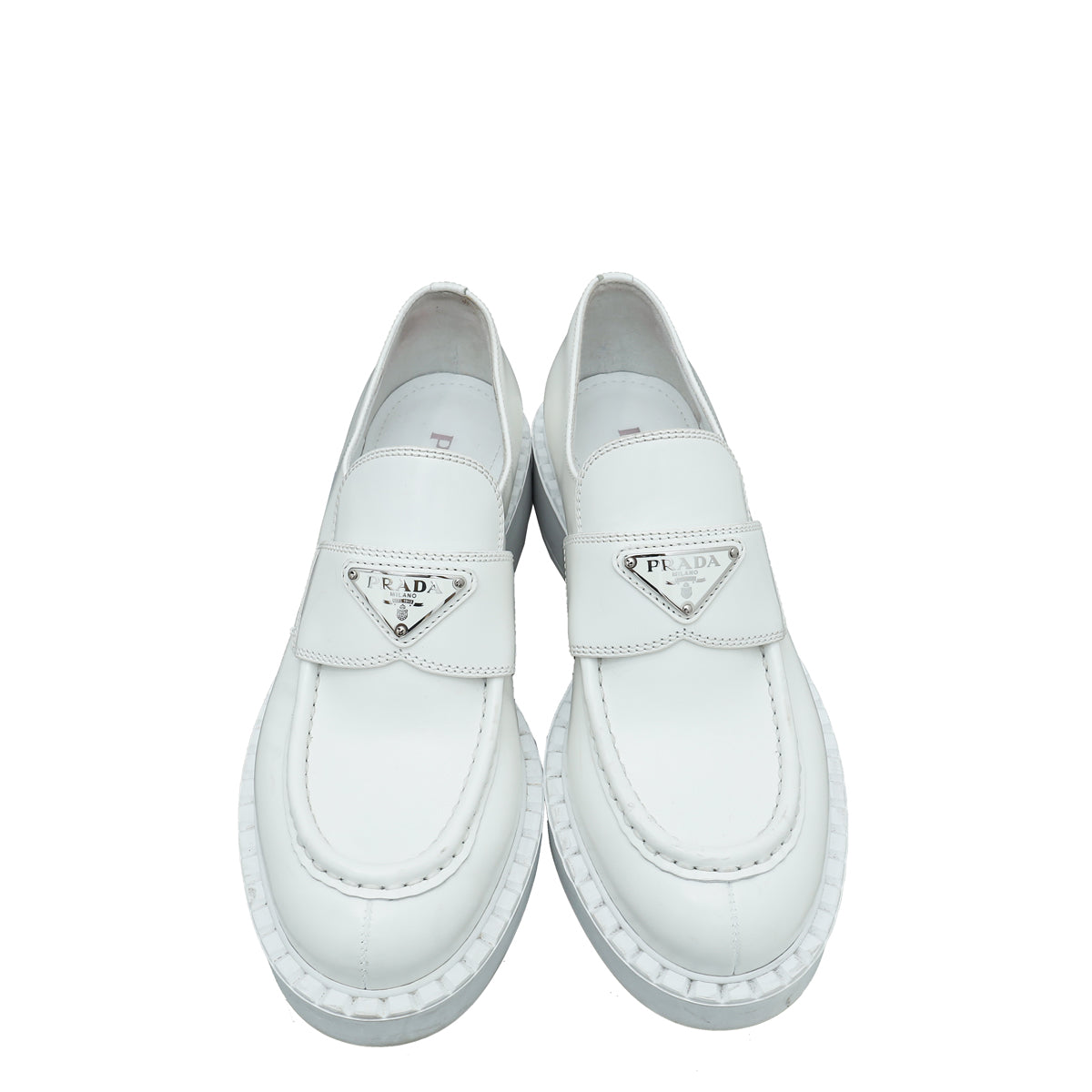 Prada White Brushed Loafers 37.5