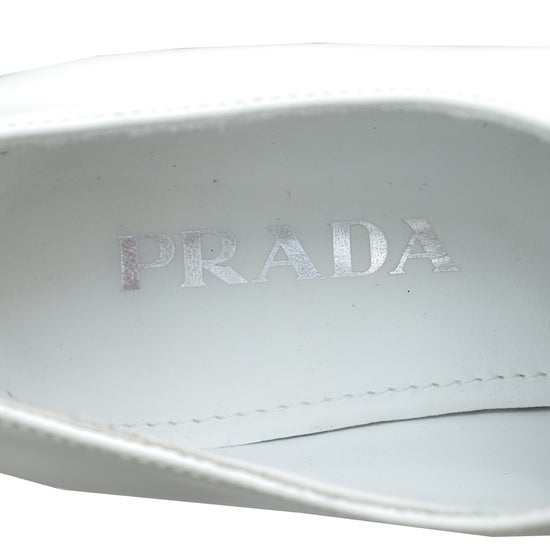 Prada White Brushed Loafers 37.5