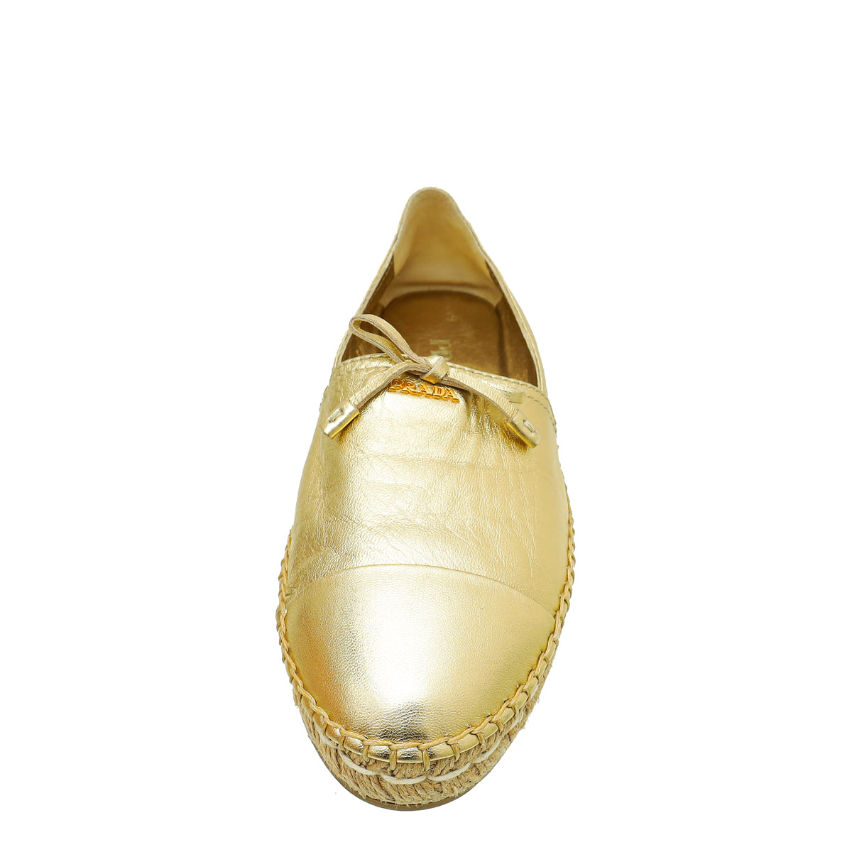 Prada Metallic Gold Bow Espadrille 37.5-Prada-THE CLOSET