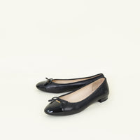 Prada Black Bow Cap Toe Ballerina 37.5