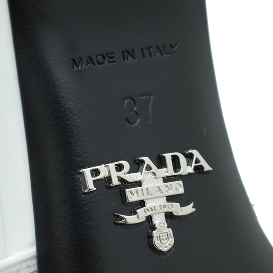 Prada White Logo Clear PVC Slide Mules 37
