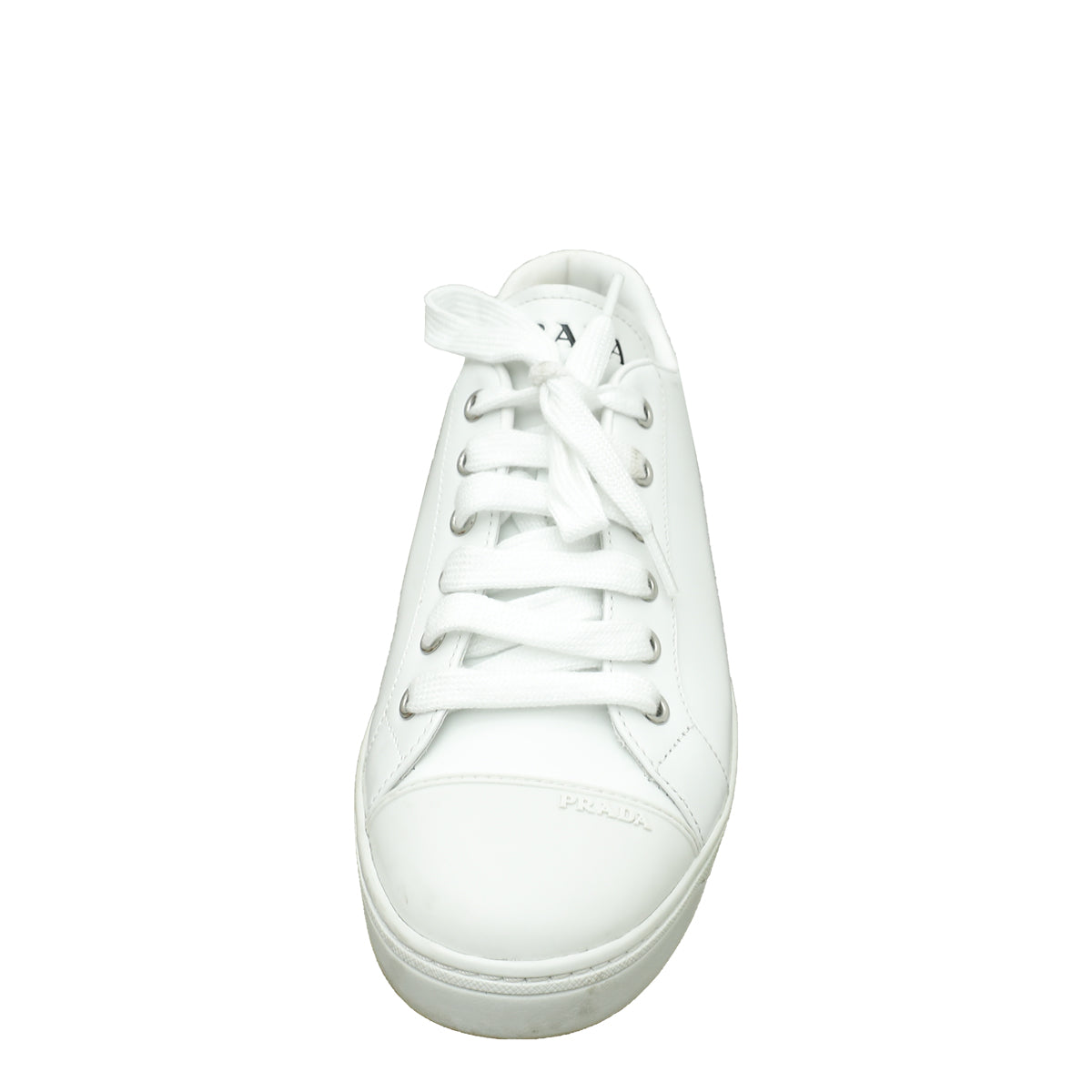 Prada White Brushed Logo Sneakers 37-Prada-THE CLOSET