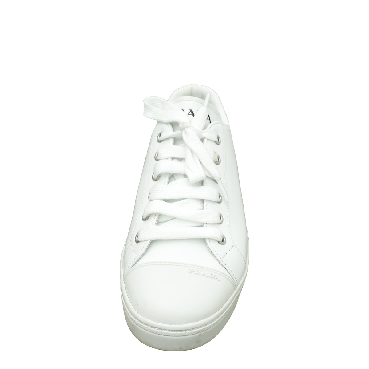 Prada White Brushed Logo Sneakers 37