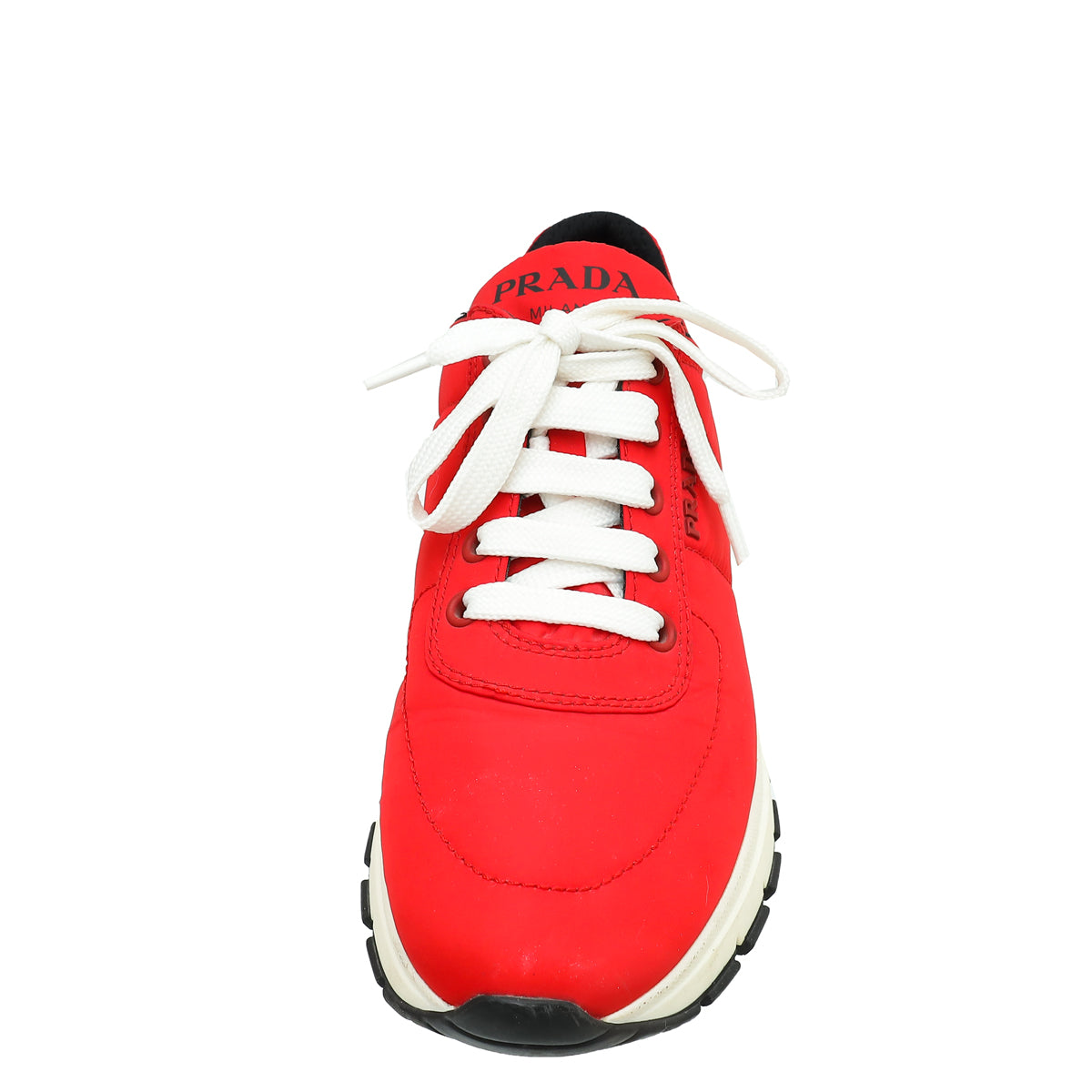 Prada Red Logo Nylon Lace Up Sneaker 37-Prada-THE CLOSET