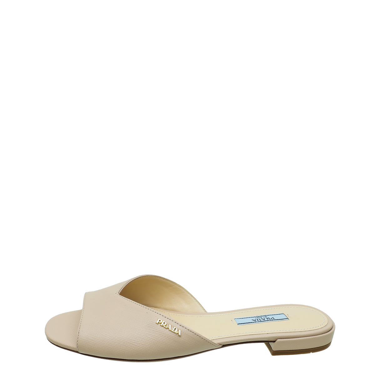 Prada Beige Logo Slide Sandals 37