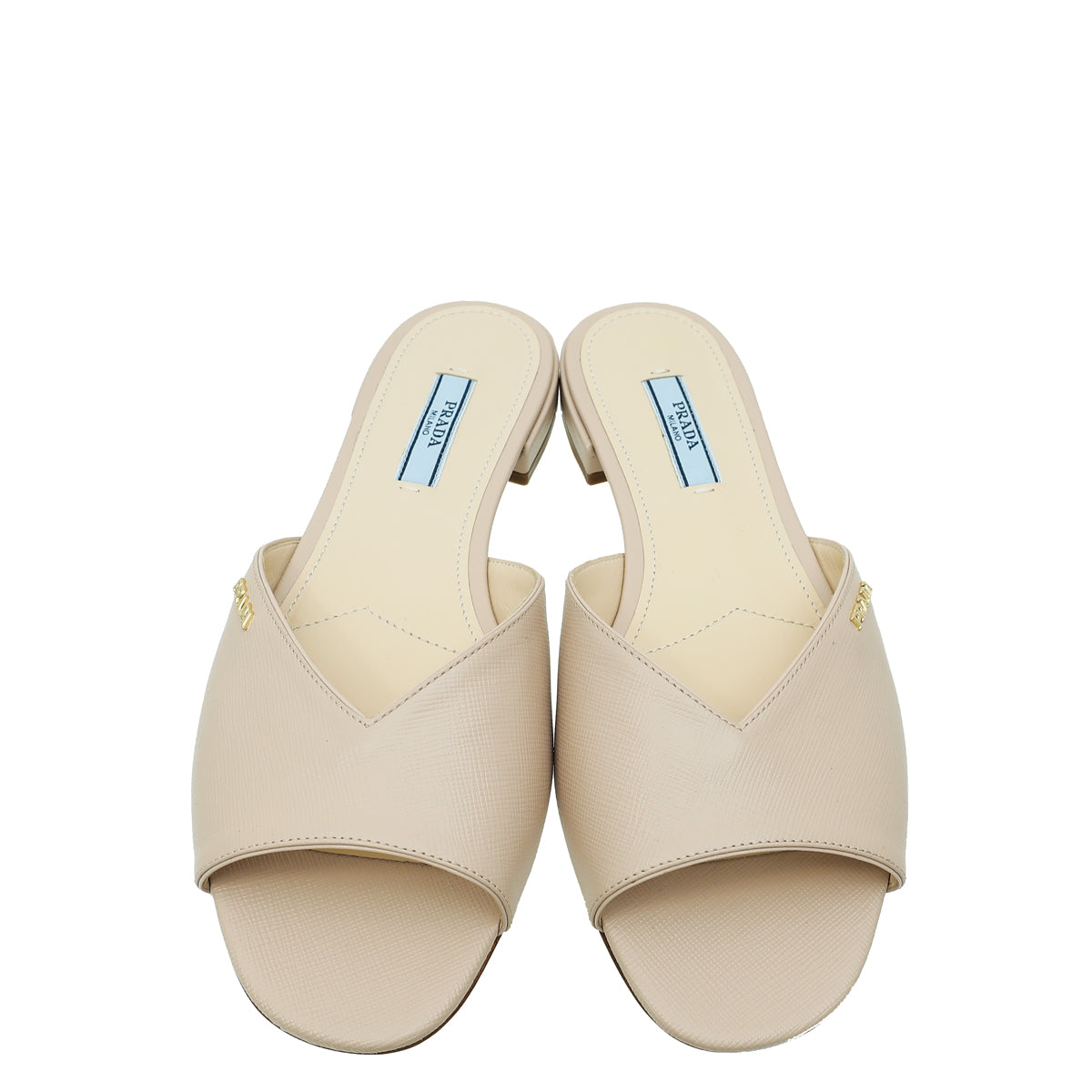 Prada Beige Logo Slide Sandals 37