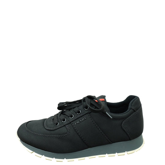 Prada Black Logo Nylon Sneaker 37