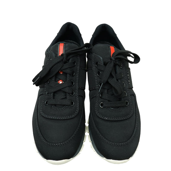 Prada Black Logo Nylon Sneaker 37