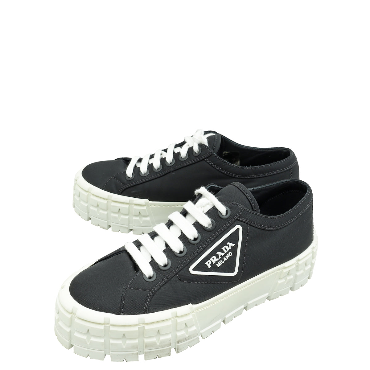 Prada Black Re-Nylon Double Wheel Gabardine Sneakers 38.5
