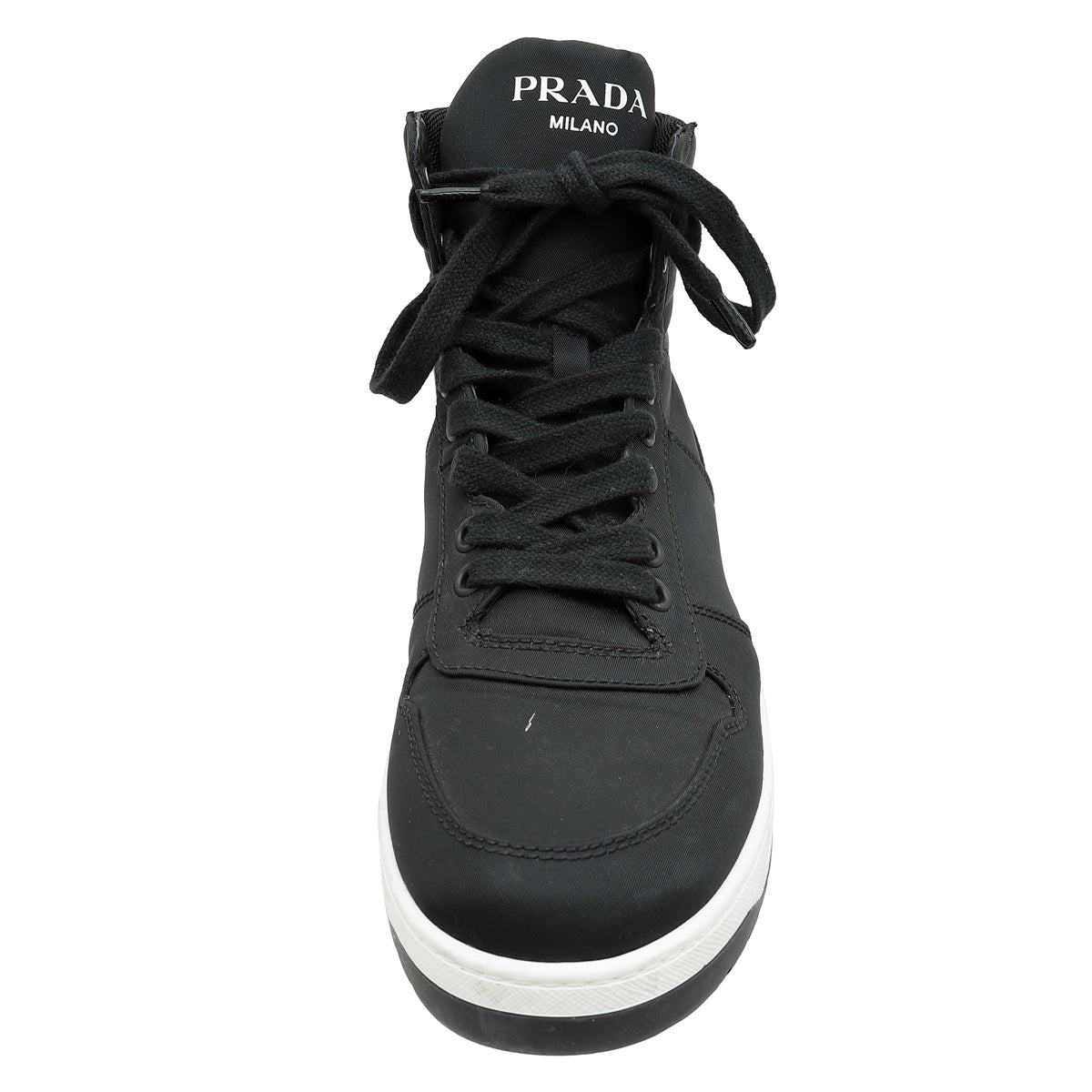 Prada Black Re-Nylon Gabardine High Top Sneakers 38.5-Prada-THE CLOSET