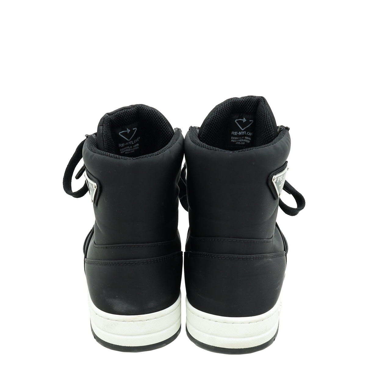 Prada Black Re-Nylon Gabardine High Top Sneakers 38.5