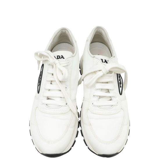 Prada White Re-Nylon Econyl Prax 01 Sneakers 38.5