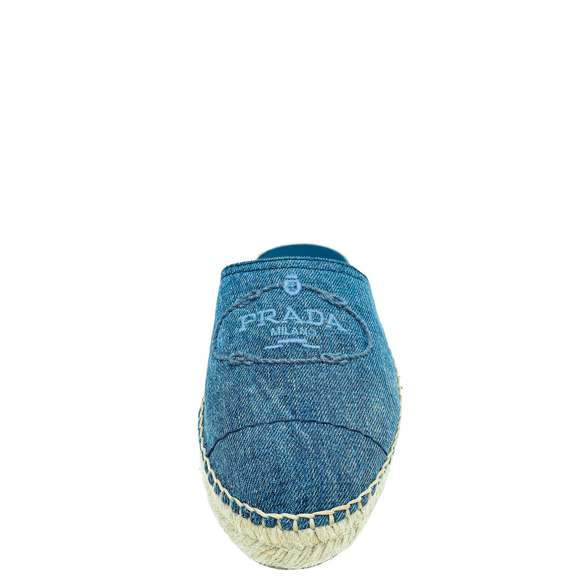 Prada Blue Denim Logo Mules Espadrille 38.5-Prada-THE CLOSET