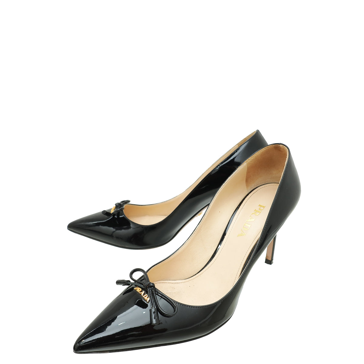 Prada Black Bow Pointed Pumps 38-Prada-THE CLOSET