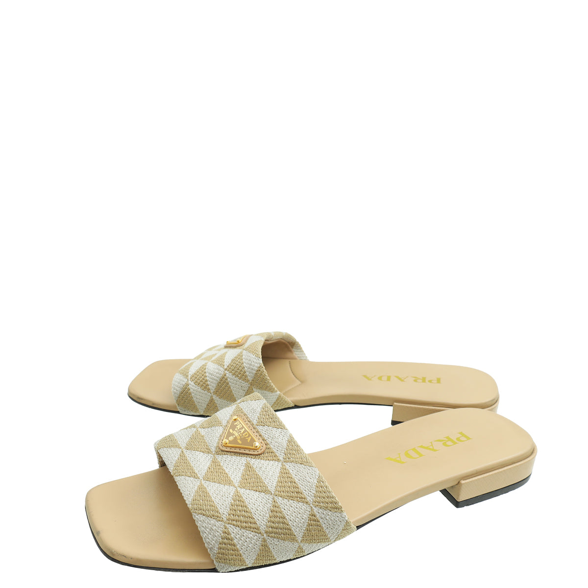 Prada Bicolor Symbole Slide Sandals 38-Prada-THE CLOSET