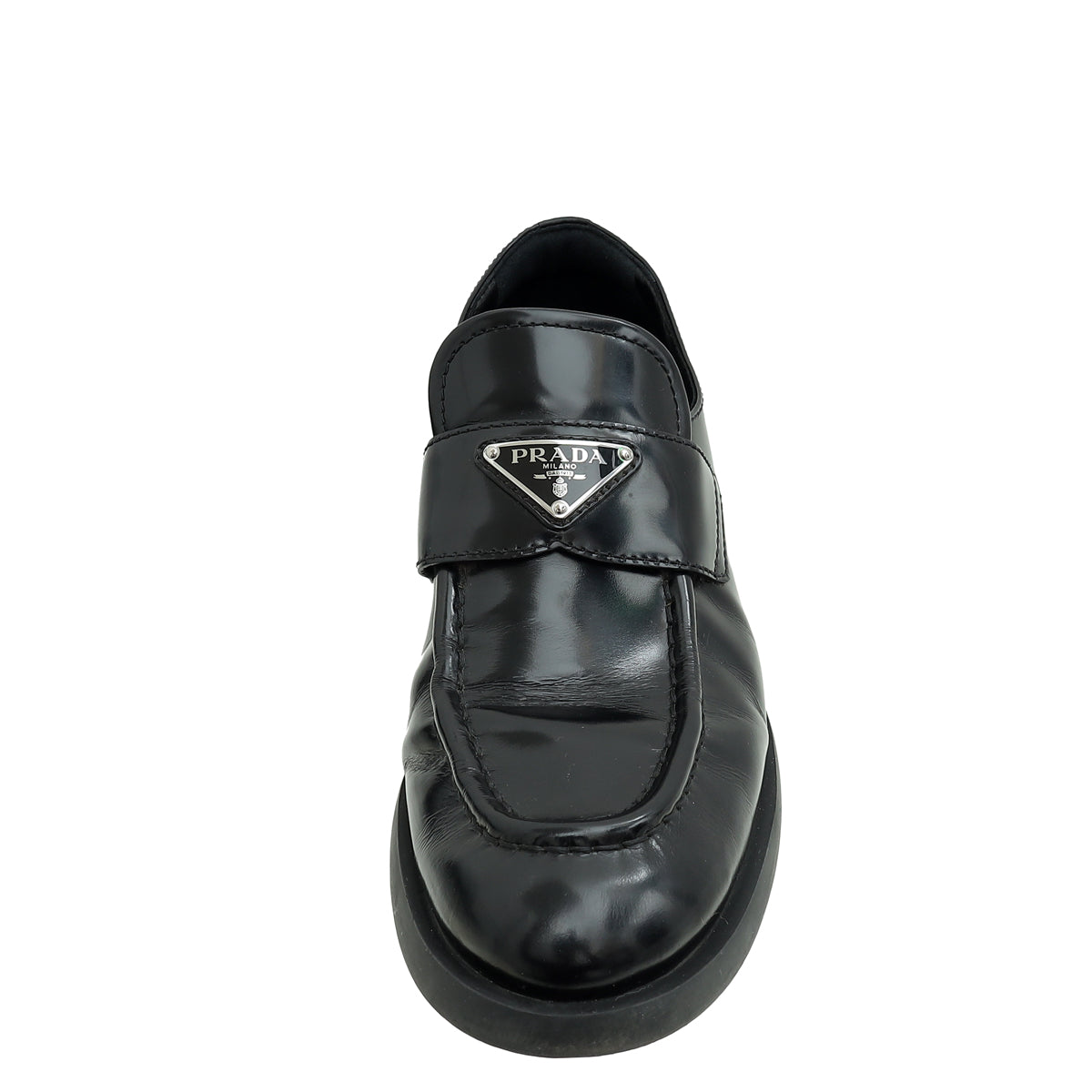 Prada Black Triangle Logo Loafers 39.5-Prada-THE CLOSET