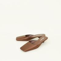 Prada Bronze Square Toe Triangle Heeled Mules 39.5