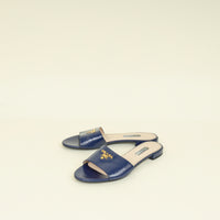 Prada Blue Logo Slide Flat Sandal 39
