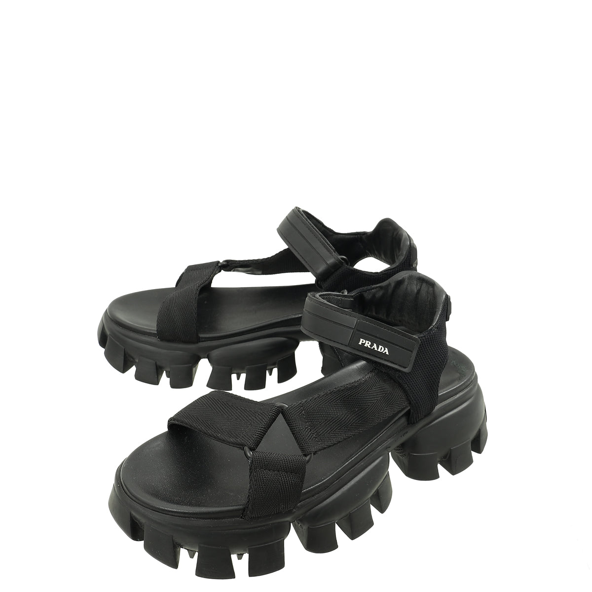 Prada Black Nomad Logo Messh Tech Sandal 39