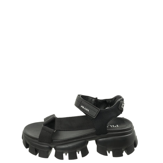 Prada Black Nomad Logo Messh Tech Sandal 39