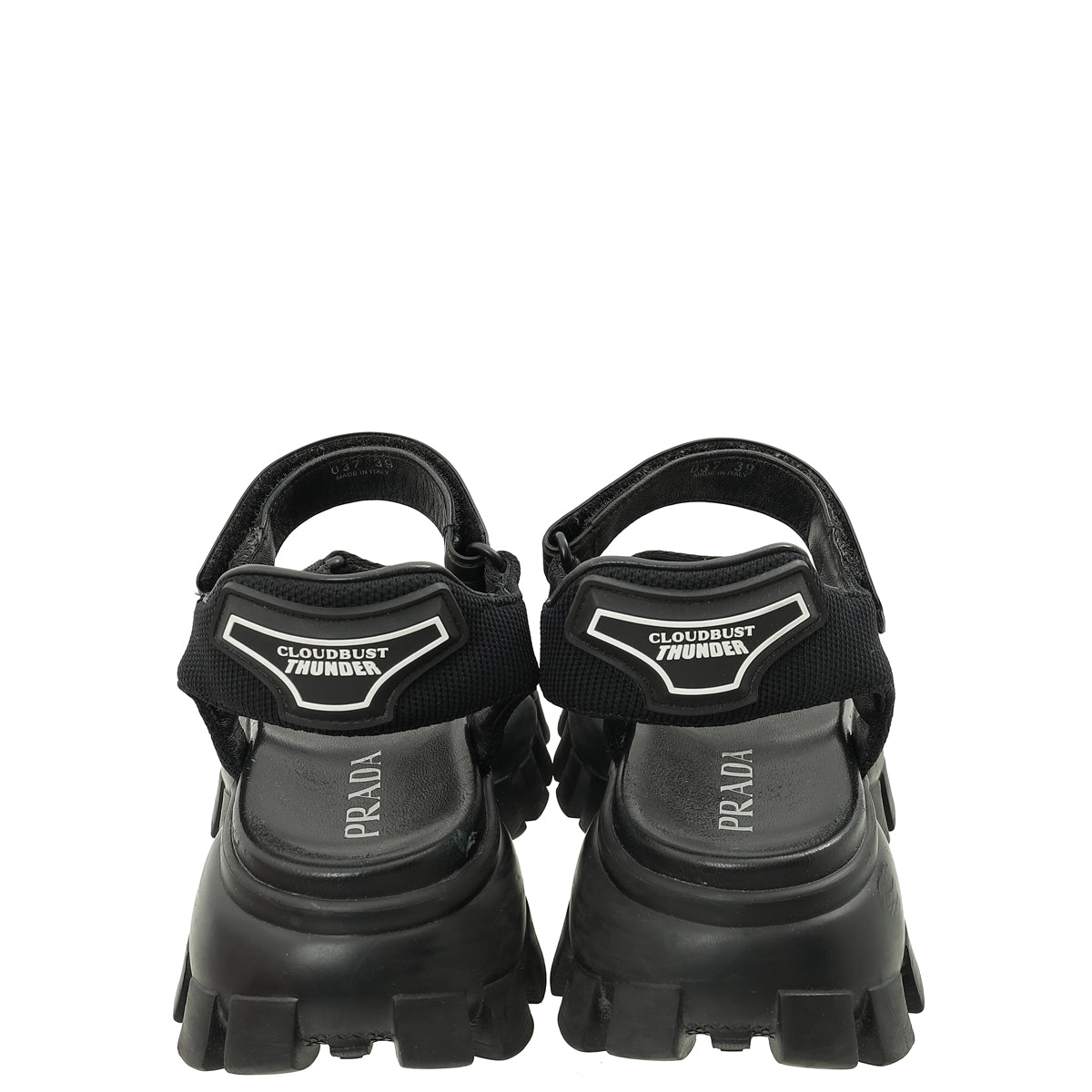 Prada Black Nomad Logo Messh Tech Sandal 39