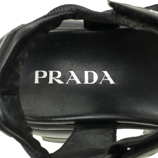 Prada Black Nomad Logo Messh Tech Sandal 39