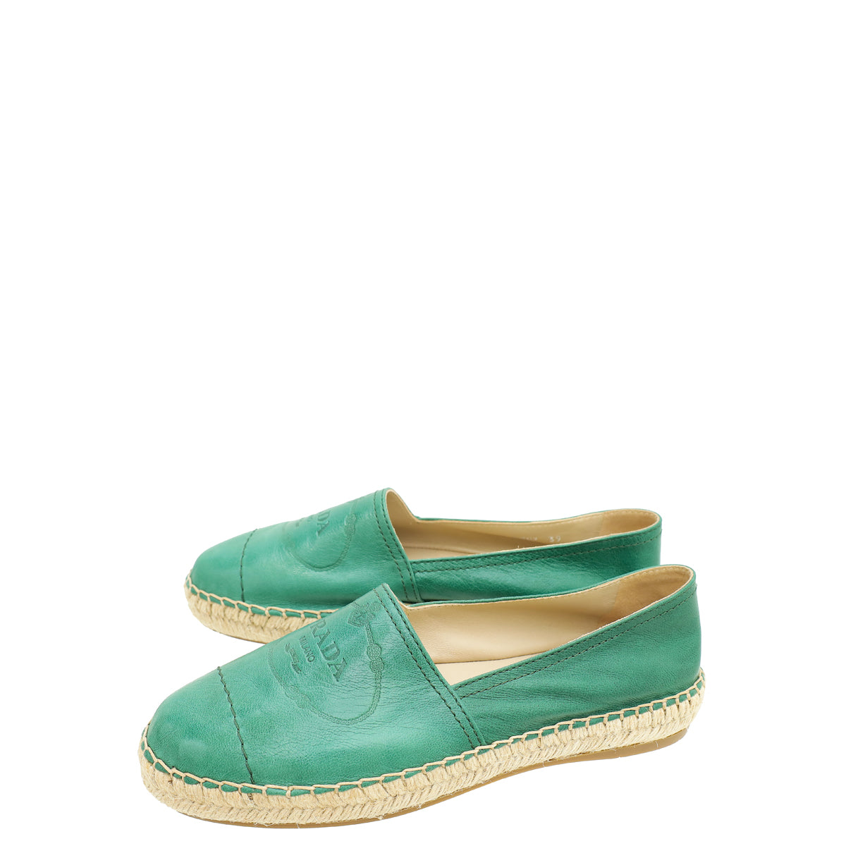 Prada Green Logo Espadrille 39-Prada-THE CLOSET