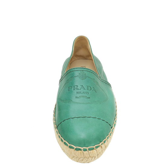 Prada Green Logo Espadrille 39