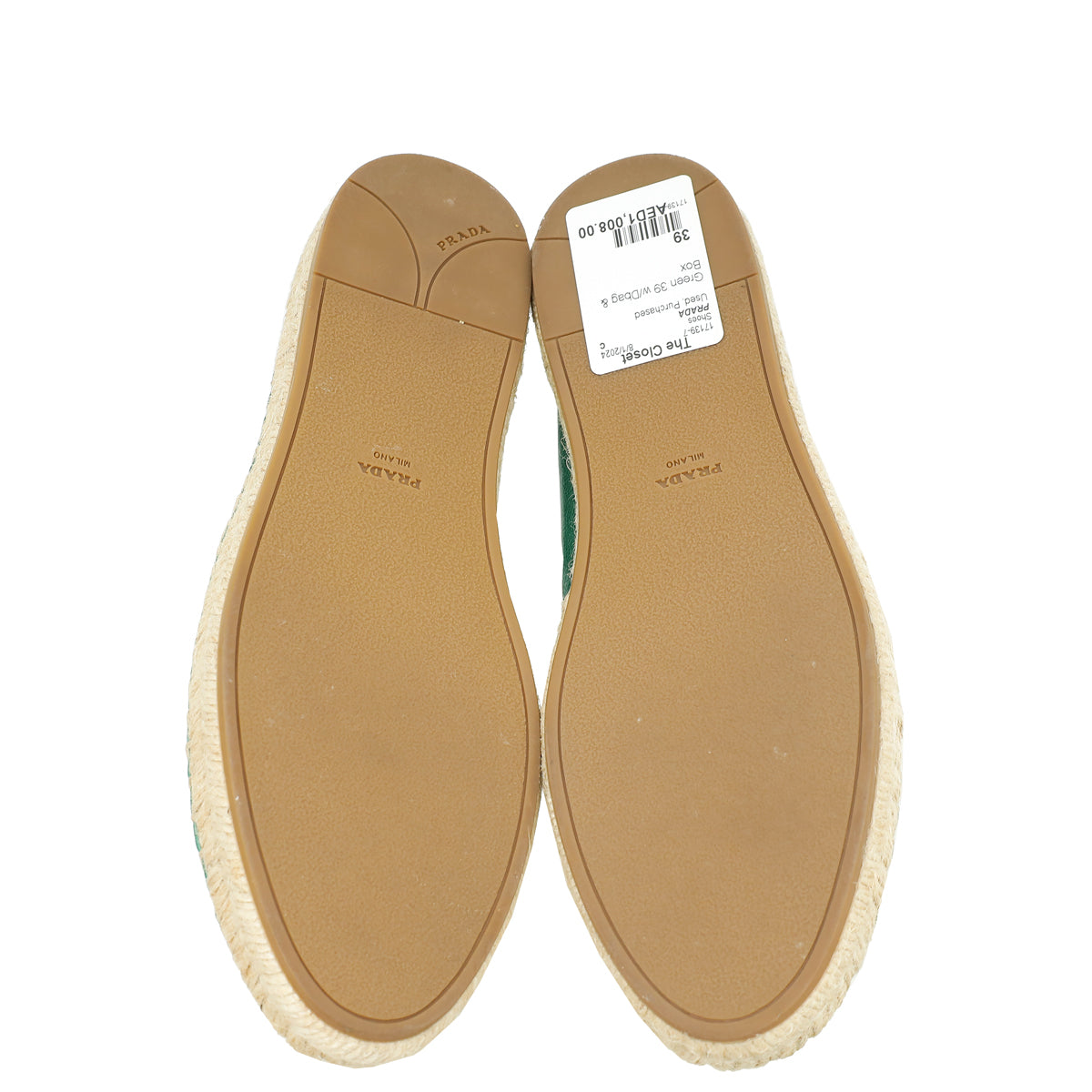 Prada Green Logo Espadrille 39