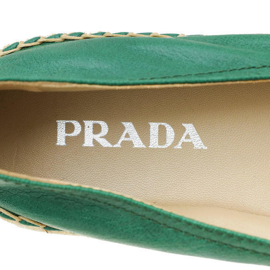 Prada Green Logo Espadrille 39