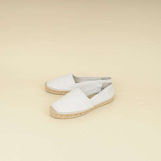 Prada White Nappa Espadrille 40