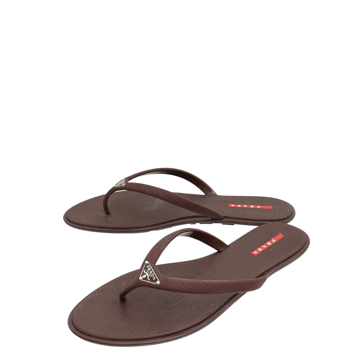 Prada Burgundy Logo Rubber Thong Sandal 41-Prada-THE CLOSET