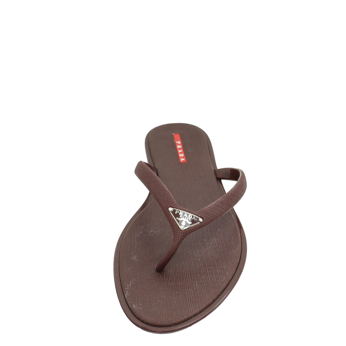 Prada Burgundy Logo Rubber Thong Sandal 41-Prada-THE CLOSET