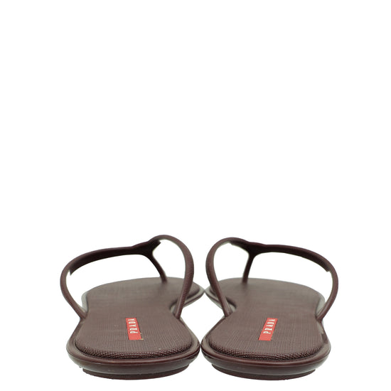 Prada Burgundy Logo Rubber Thong Sandal 41-Prada-THE CLOSET