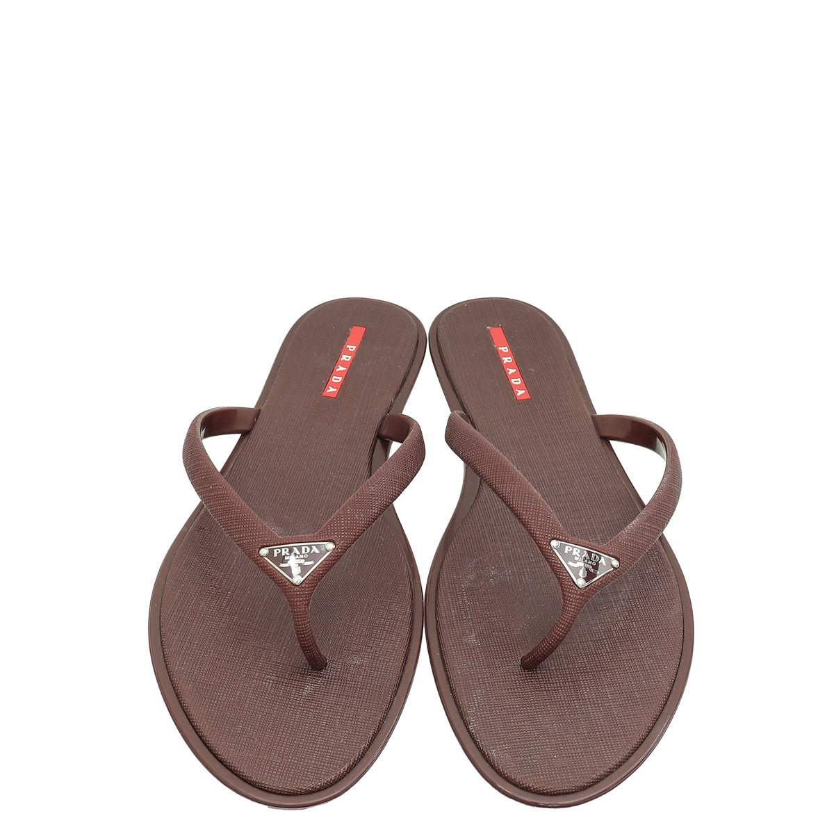 Prada Burgundy Logo Rubber Thong Sandal 41-Prada-THE CLOSET