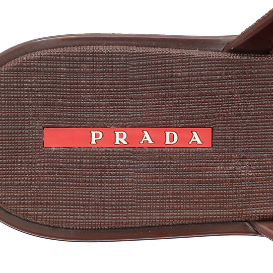 Prada Burgundy Logo Rubber Thong Sandal 41-Prada-THE CLOSET