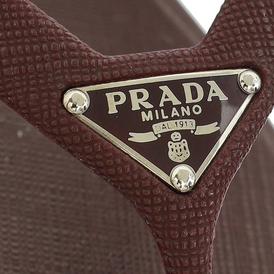 Prada Burgundy Logo Rubber Thong Sandal 41-Prada-THE CLOSET
