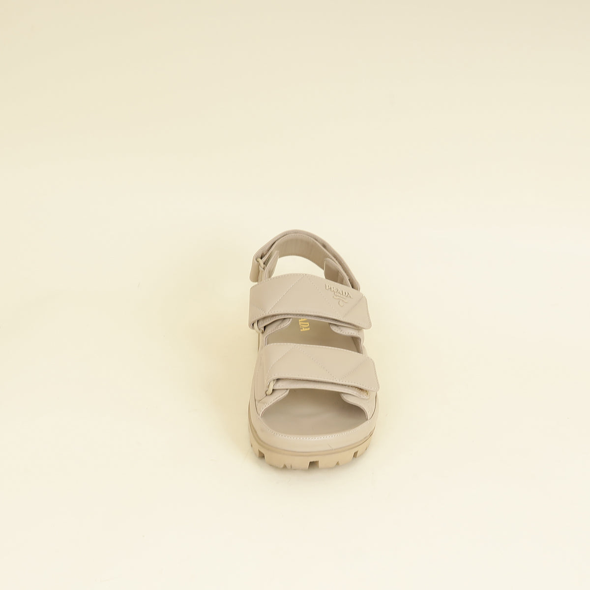 Prada Beige Logo Strap Chunky Sandal 41-Prada-THE CLOSET