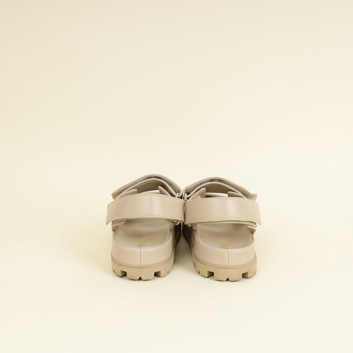 Prada Beige Logo Strap Chunky Sandal 41-Prada-THE CLOSET