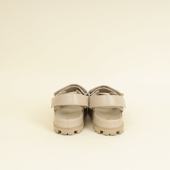 Prada Beige Logo Strap Chunky Sandal 41-Prada-THE CLOSET