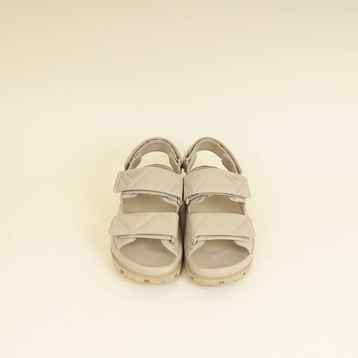 Prada Beige Logo Strap Chunky Sandal 41-Prada-THE CLOSET