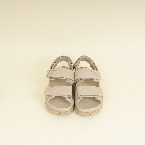 Prada Beige Logo Strap Chunky Sandal 41-Prada-THE CLOSET