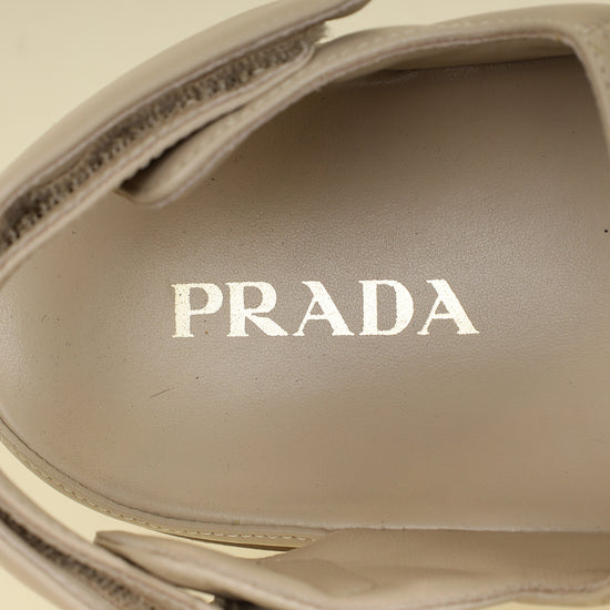 Prada Beige Logo Strap Chunky Sandal 41-Prada-THE CLOSET