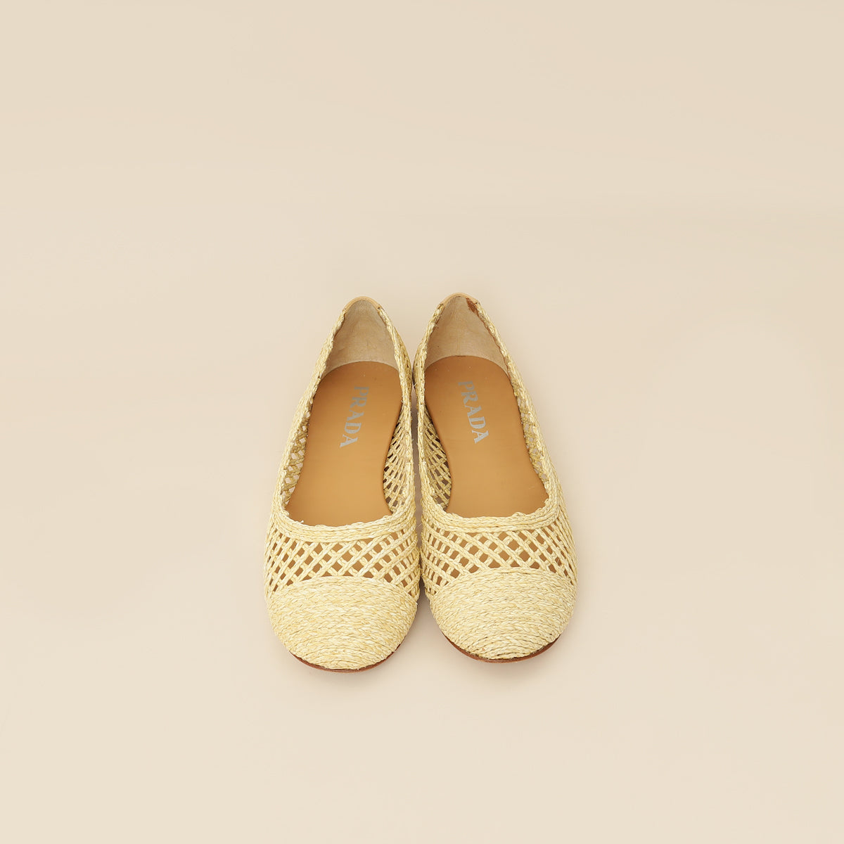 Prada Bicolor Raffia Flat Ballerina 35.5-Prada-THE CLOSET