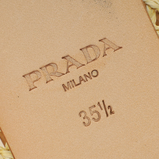 Prada Bicolor Raffia Flat Ballerina 35.5-Prada-THE CLOSET