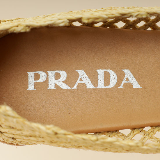 Prada Bicolor Raffia Flat Ballerina 35.5-Prada-THE CLOSET