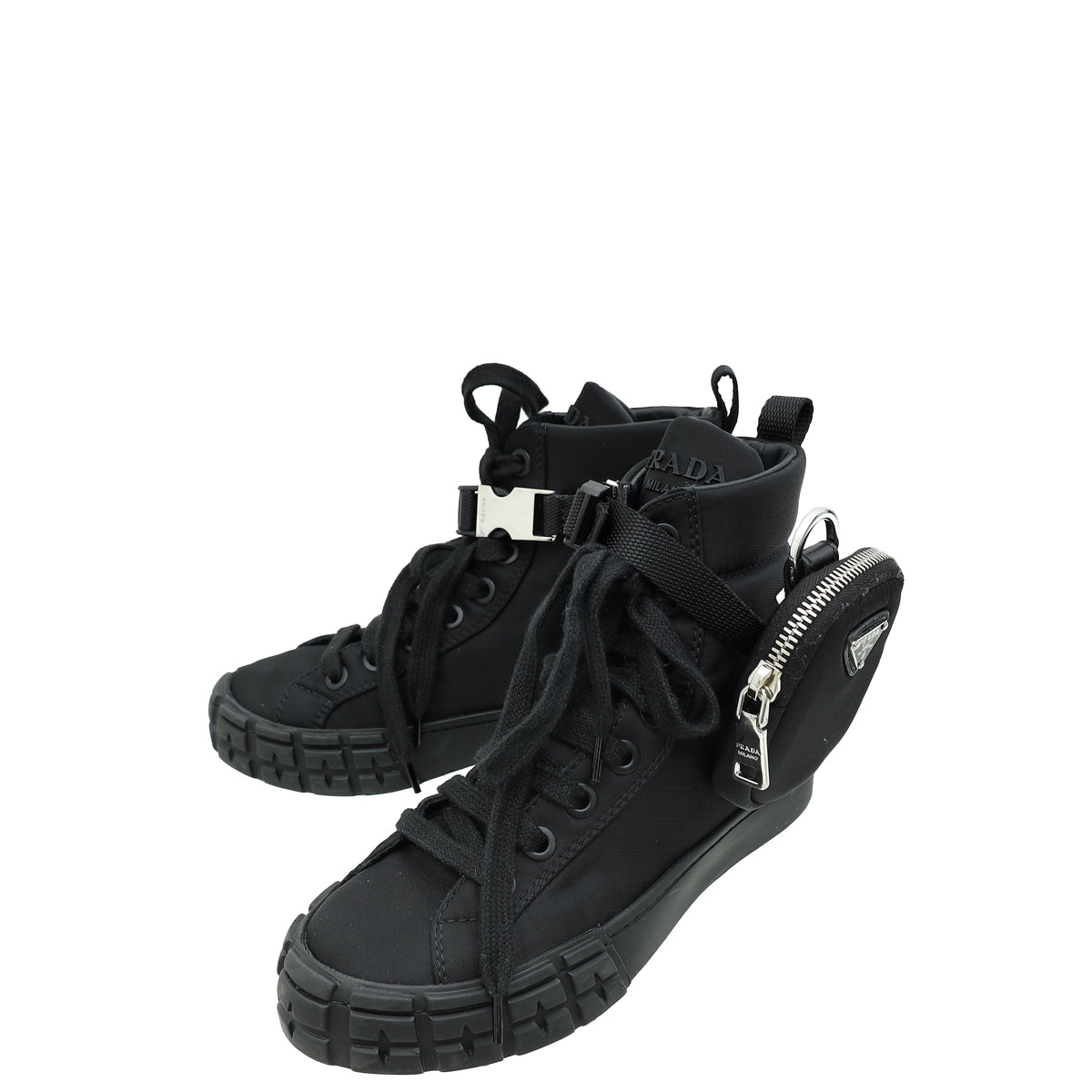 Prada Black Wheel Re-Nylon High Sneaker 35-Prada-THE CLOSET
